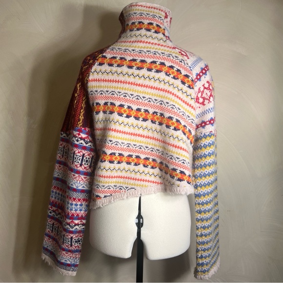 Rag & Bone Women’s  Distressed Hollis Fair-Isle High-Neck Wool BLD Sweater|Sz:S - Picture 4 of 16